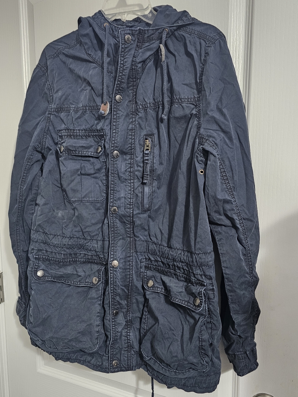 American Eagle Men's Navy Hooded Field Jacket Size Medium
